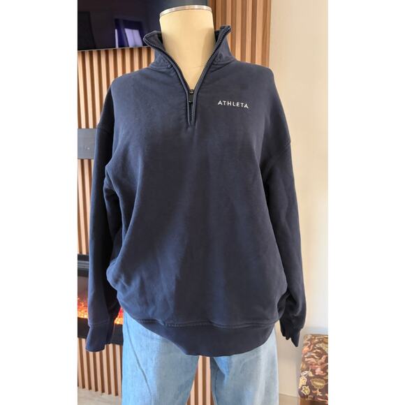 Athleta Tops - Athleta Find Your Movement Quarter Zip Sweatshirt Navy Blue Pullover Size Small